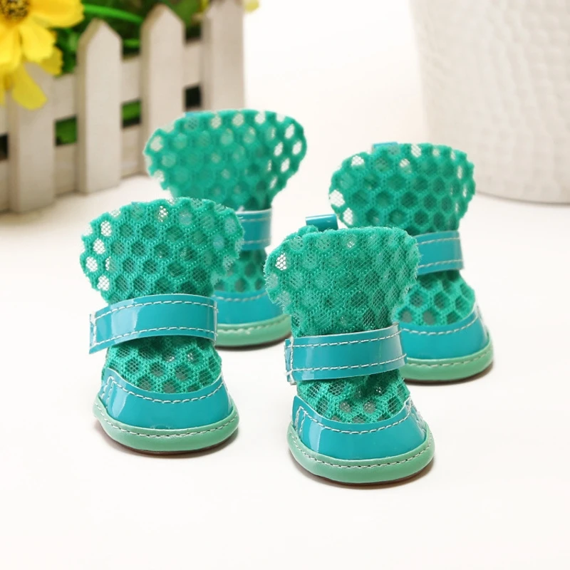 4 шт. Нескользящие сандалии для домашних животных из сетчатого дышащего