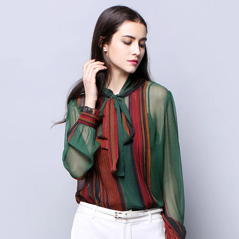 100% шелковая шифоновая женская рубашка из натурального шелка однотонная Модная