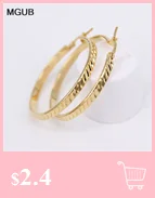 MGUB new design stainless steel fashion jewelry gold color round Hoop earrings for women LH594