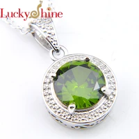 luckyshine new 8 color women jewelry vintage oval peridot multi color pendants for necklaces 1410mm with chain