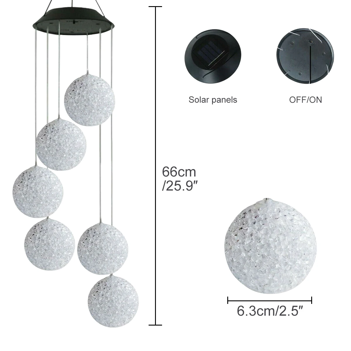 Наружная светодиодная Солнечная лампа шарики-частицы ветер Chime Свет домашний сад