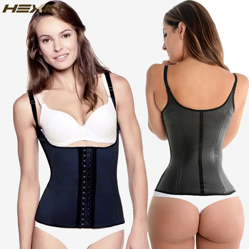 Black Waist Trainer HEXIN100% латексный тренажер для талии Cincher Faja пояс Полный Жилет Формирователь тела стальной корсет с косточками женское корректирующее белье размера плюс Корректирующее белье - Цвет: Black Waist Trainer