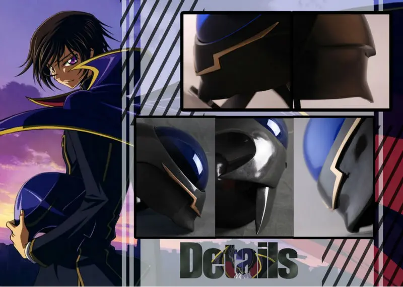 Аниме шлем код GEASS Lelouch of the Rebellion Lelouch Lamperouge Взрослый Шлем Хэллоуин ПВХ маска косплей реквизит
