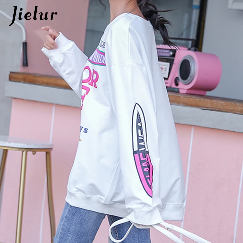 Jielur женские толстовки 2019 Мода корейский Harajuku флисовая женская Толстовка