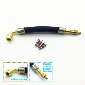 1 комплект (5 шт.), длина 5 дюймов, изогнутый конец 90 градусов, гибкий резиновый удлинитель клапана, работа с автомобилем, шина мотоцикла клапан непосредственно, латунная крышка клапана