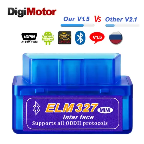 Настоящее ELM327 V 1,5 ELM 327 Bluetooth OBD2 v1.5 android-автомобильный сканер автомобильной БД 2 инструмент диагностики авто OBDII сканер лучше V2.1