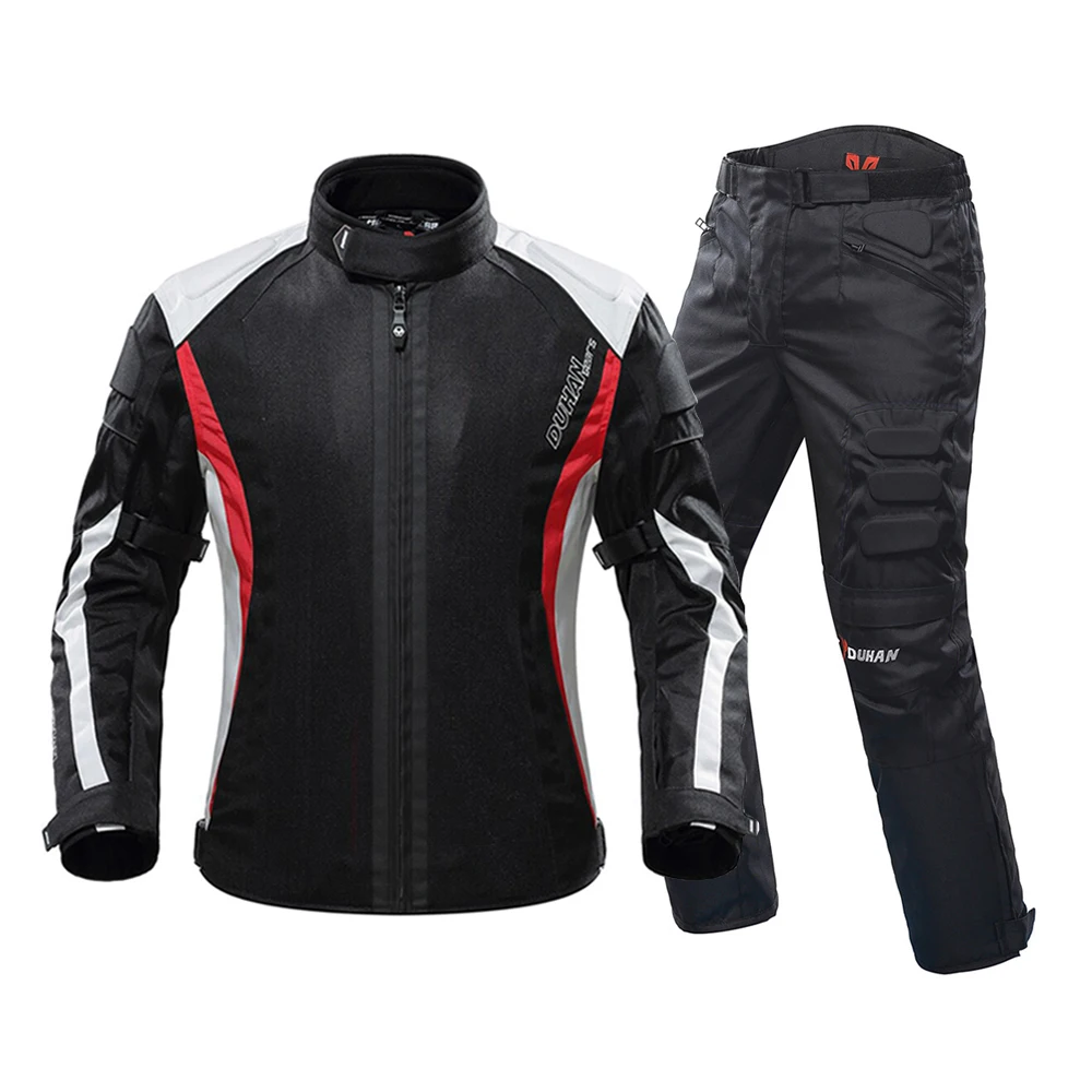 Black Suit DUHAN, мотоциклетная летняя куртка, мотоциклетная куртка, Мужская броня, дышащая, Chaqueta, мото штаны, мотоциклетный костюм - Цвет: Black Suit