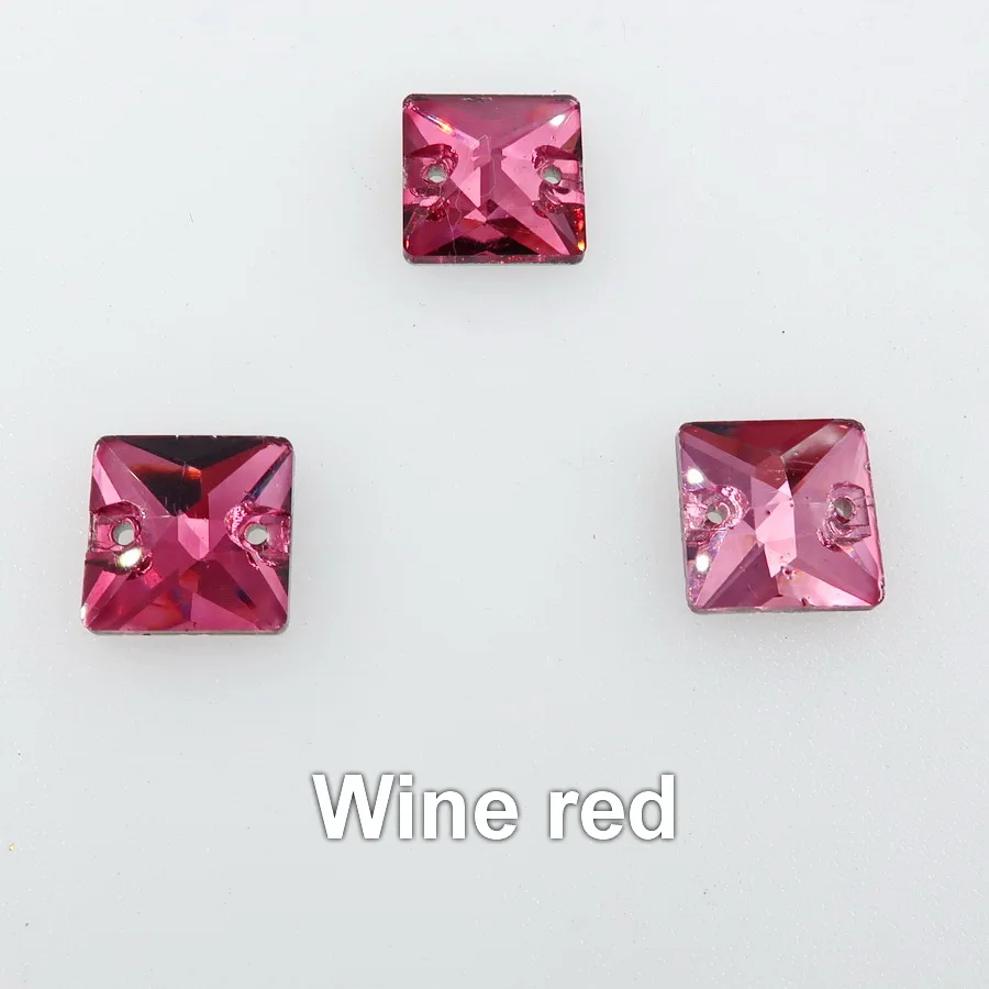 A20 Wine red Квадратная форма, плоская задняя часть, с двумя отверстиями, стеклянный кристалл, 6 размеров, пришитые Стразы, стразы, бисер, свадебная обувь, сумки, сделай сам, отделка - Цвет: A20 Wine red