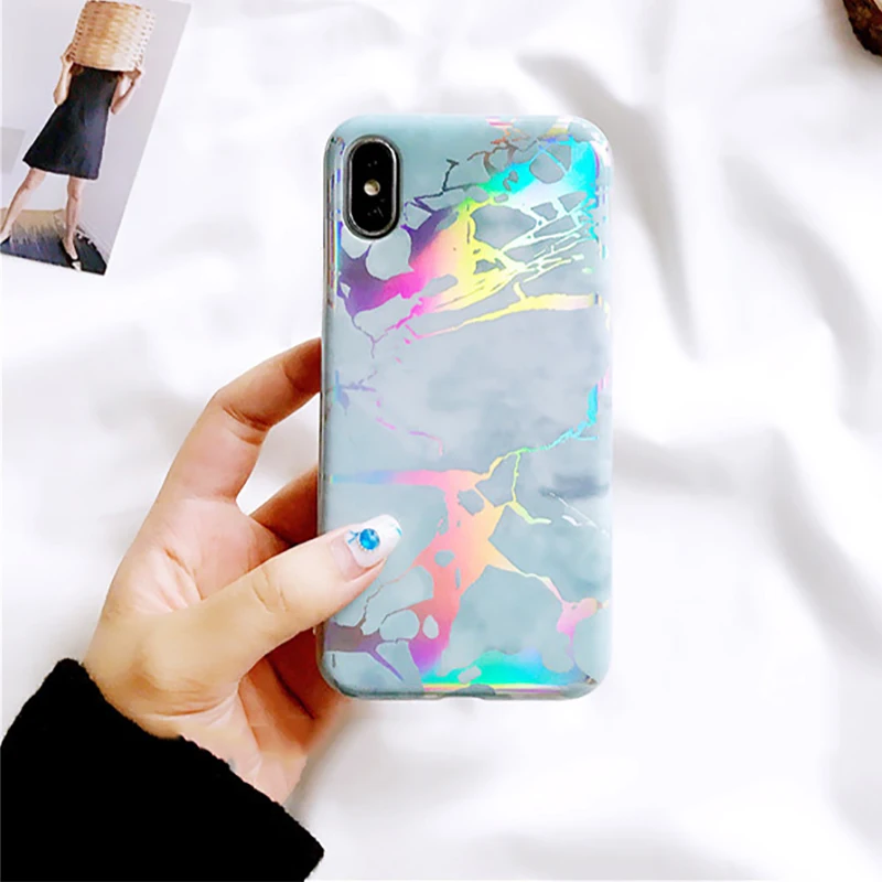 4 SUYACS глянцевый мраморный чехол для телефона для iPhone XS MAX XR X 6 6S 7 8 Plus, подставка, кольцо на палец, мягкий IMD лазерный чехол для телефона, чехол s - Цвет: 4