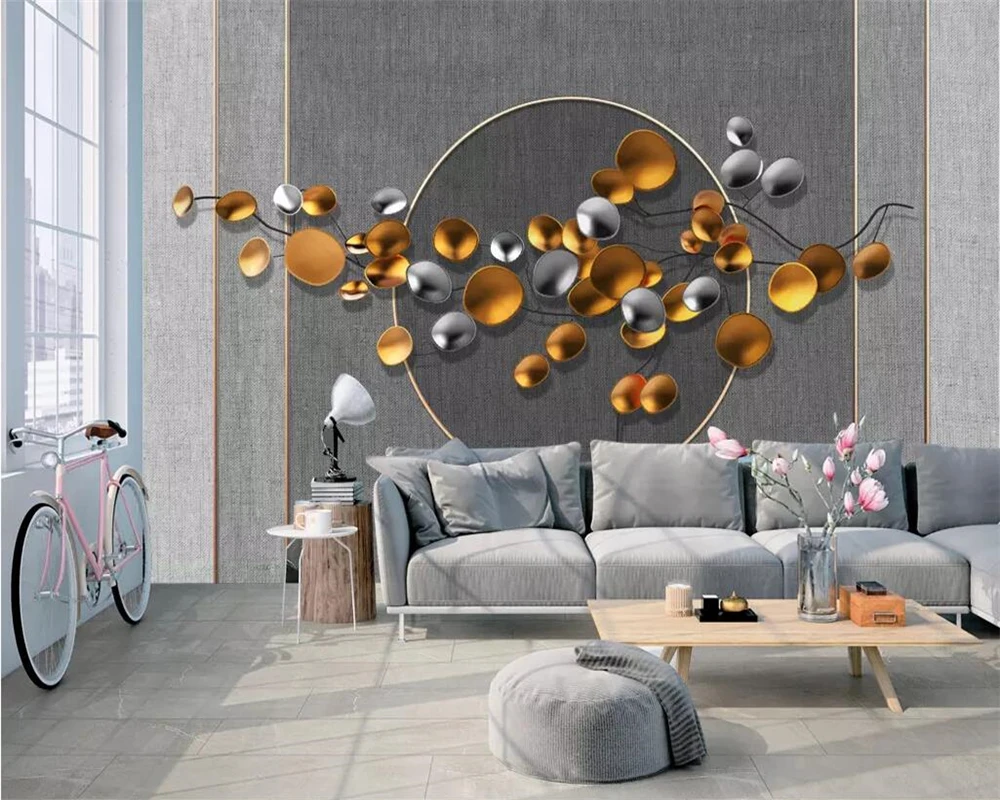 Beibehang 3D скандинавский простой металлический цветок ветка ткань фон для