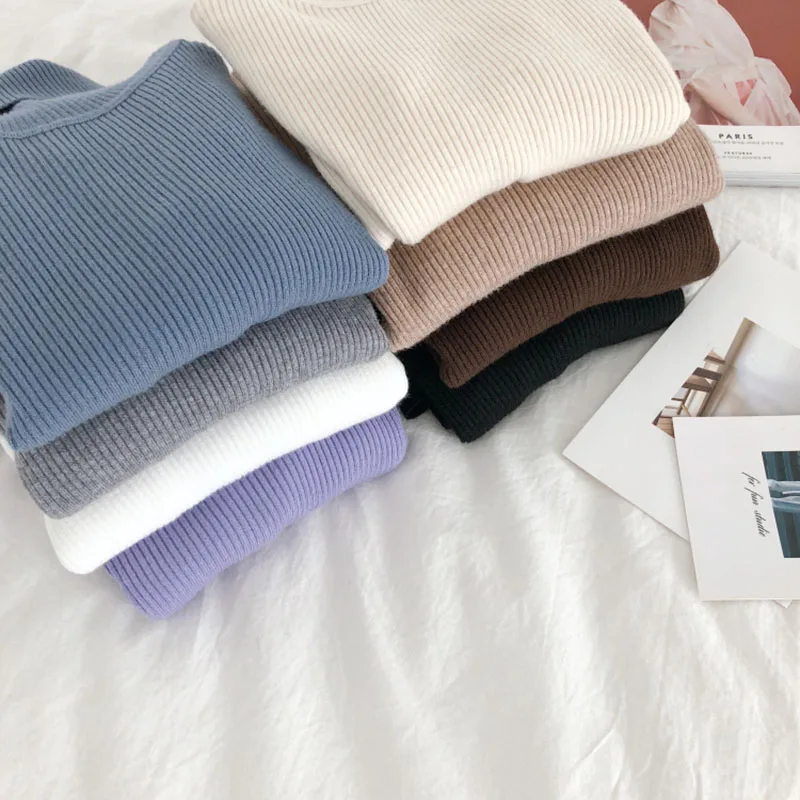 Thick Turtleneck Warm Women Sweater Autumn Winter Knitted Femme Pull High Elasticity Solid Soft Female Pullovers | Женская одежда