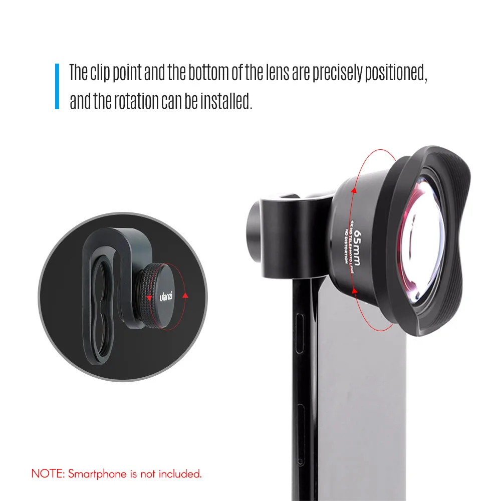Портретные Ulanzi PH-8151 65 мм 4 K HD телефотографические линзы для iPhone samsung huawei Xiaomi телефон Камера Лен с 17 мм зажимом для съемки