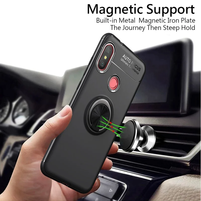 UPaitou Car Holder Case for Xiaomi Redmi 6 Pro Back Cover Ring Stand Magnetic Suction Bracket For 6Pro |
