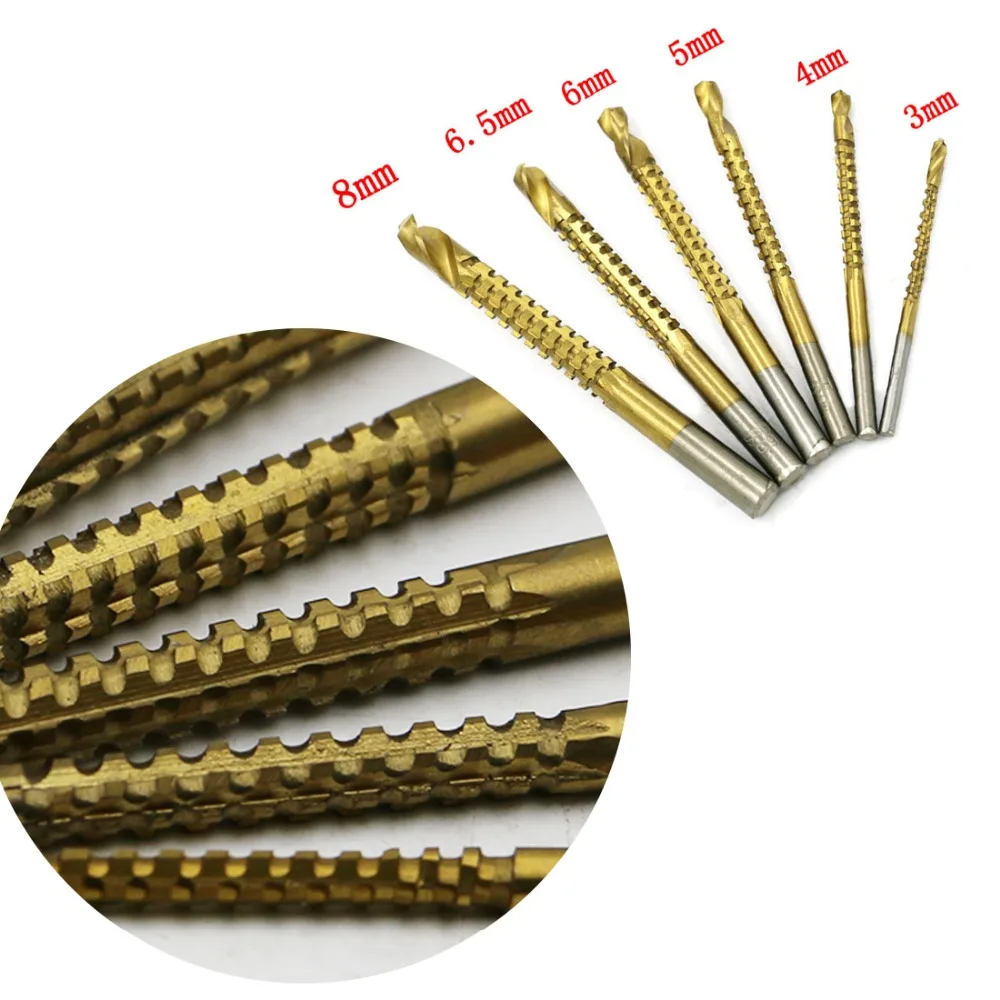 

6Pcs Power Drill & Saw Set HSS Steel Titanium Coated Woodworking Wood Twist Drill Bit 3mm 4mm 5mm 6mm 6.5mm 8mm