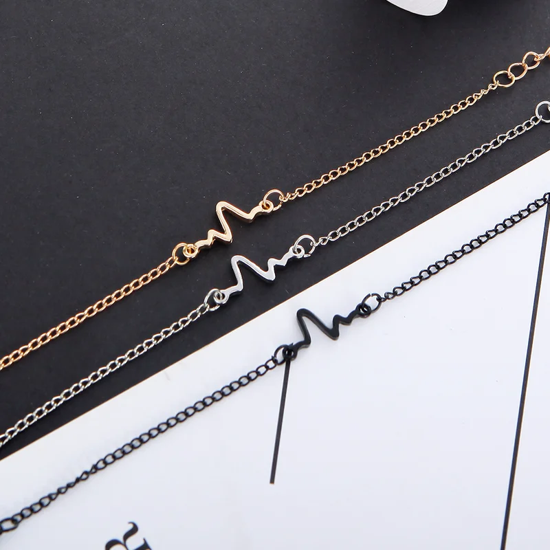 Новые простые браслеты в форме сердца Ecg для женщин Pulseras Mujer с частотой любви