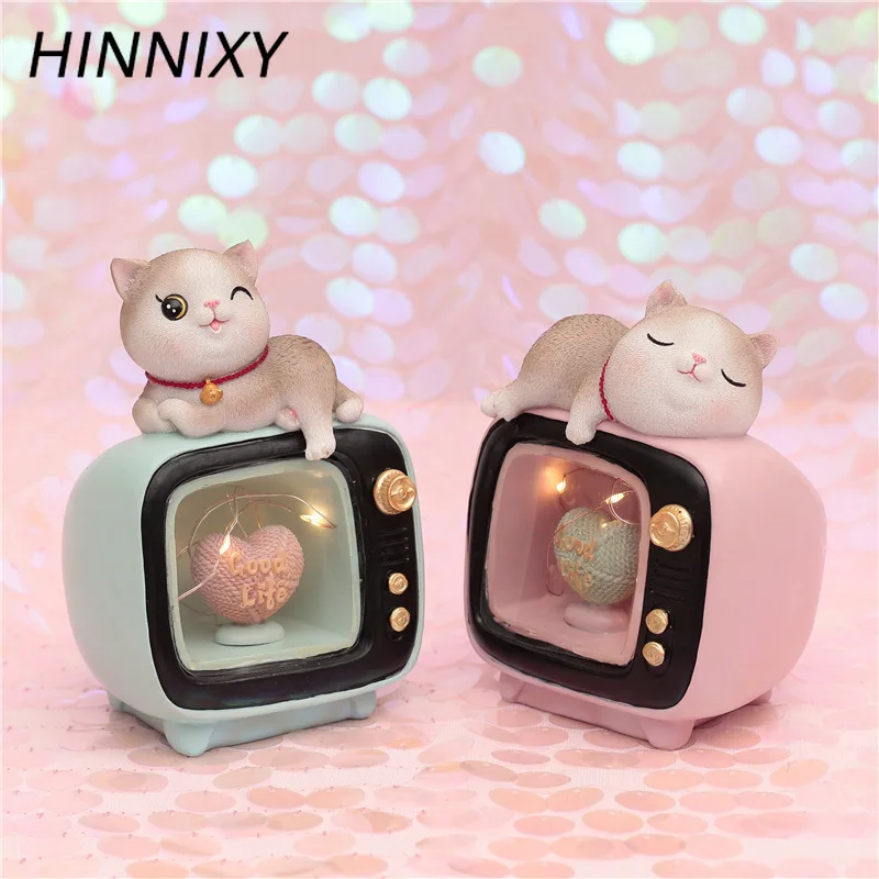 Hinnixy Ретро смоляный ночник для девочек украшения спальни светящаяся ТВ лампа в