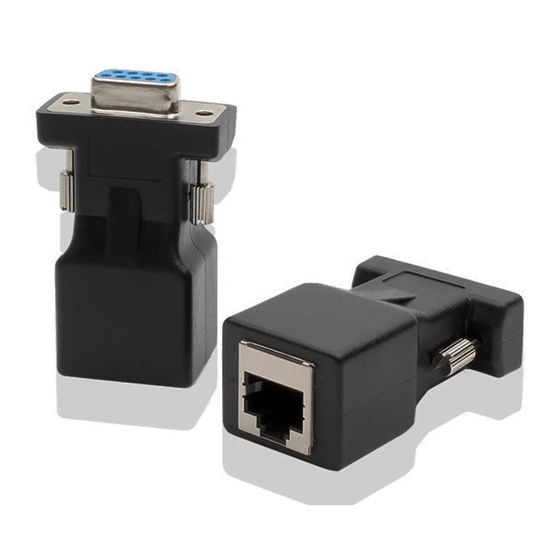 Переходник DB9 male RS232 COM Male Port to RJ45 Female расширитель порта для CAT5 CAT6 сетевой Ethernet