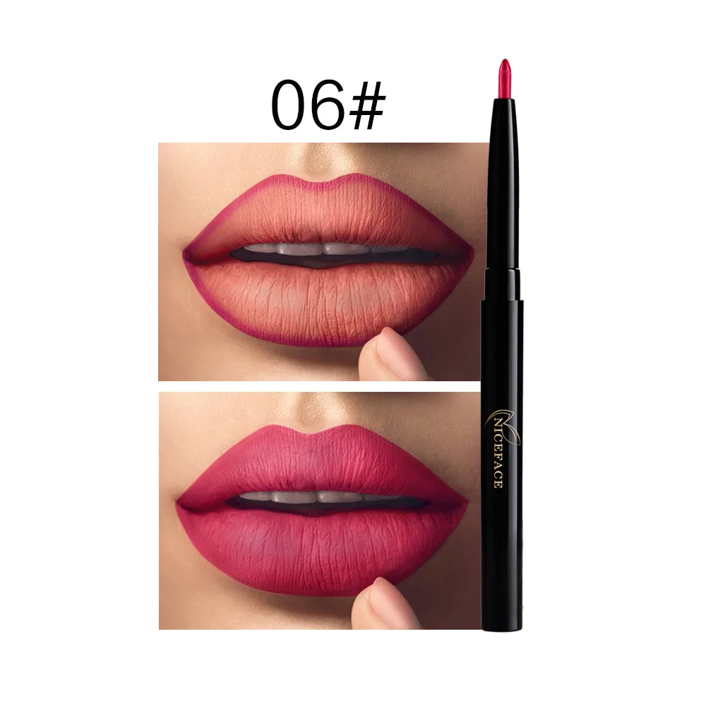 06 Niceface 12 цветов Водостойкий карандаш для губ отделка для губ Макияж стойкий блеск для губ Матовая жидкая помада Автоматическая Labios - Цвет: 06