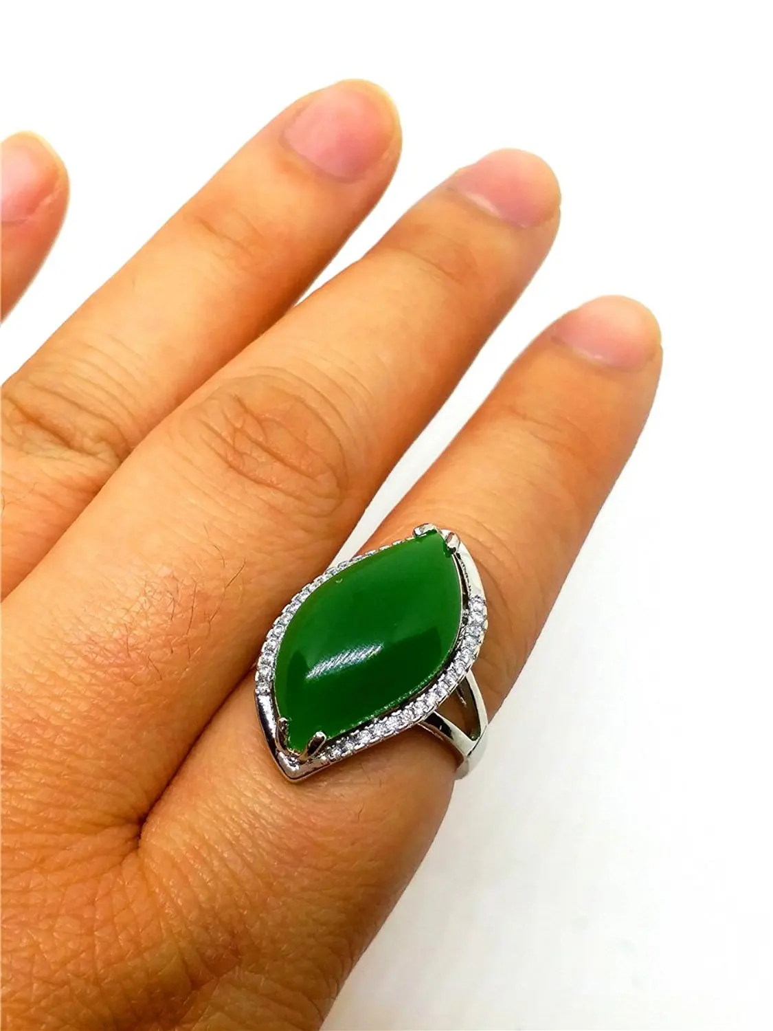 925 Silver Natural Hetian Jade Ring Jasper Gemstone Jewelry for Women | Украшения и аксессуары