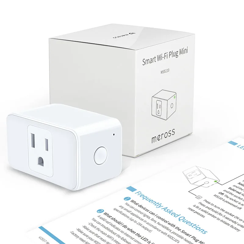 Meross MSS110 Wi-Fi Smart Plug Мини Alexa и Google Voice Управление занимает только одна розетка