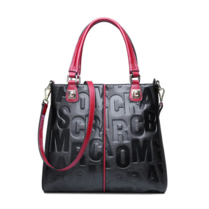 Genuine Leather Women Bags Letter Printed Female Cowhide HandBags High Quality Shoulder Bag Casual Ladies tote Sac femme | Багаж и сумки