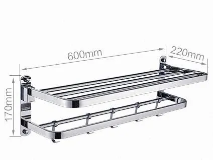 

Stainless steel chrome finished Towel Racks Bath Shelf Towel Holder Hanger Wall Mounted nail or no nail double use