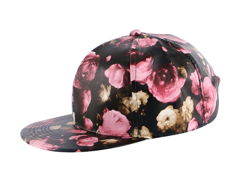 Новая модная женская Повседневная Кепка из искусственной кожи с принтом розы и