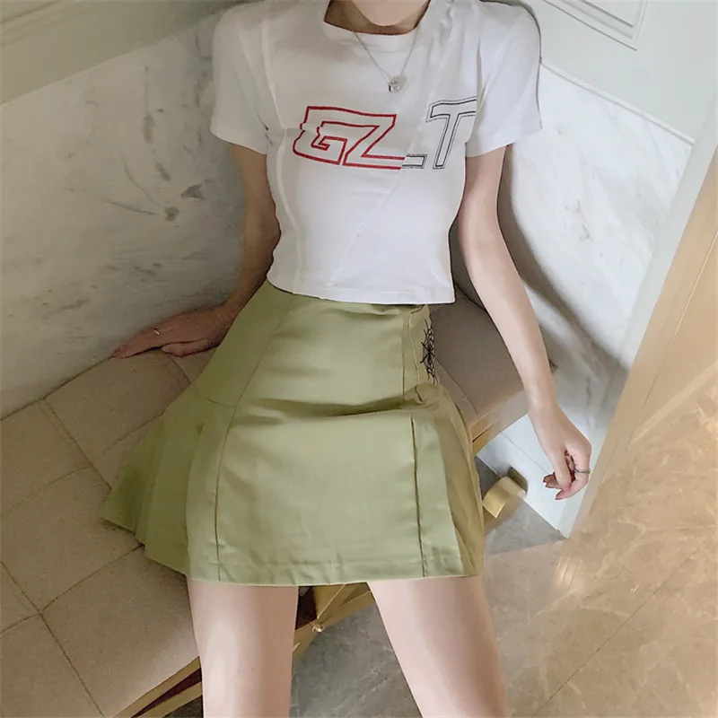 Корейские женские юбки Ins летняя плиссированная мини-юбка с принтом паутины и