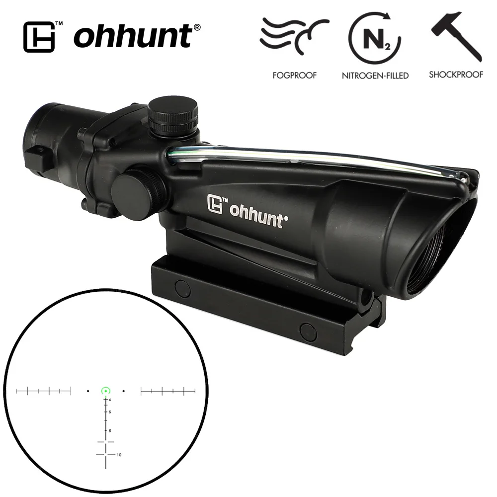 Reticle NO.3 Green Ohhunt 5x35 ACOG Стиль Тактический прицел Настоящее волокно красный или зеленый стекло травленая сетка оптика прицелы Охота оптические прицелы - Цвет: Reticle NO.3 Green