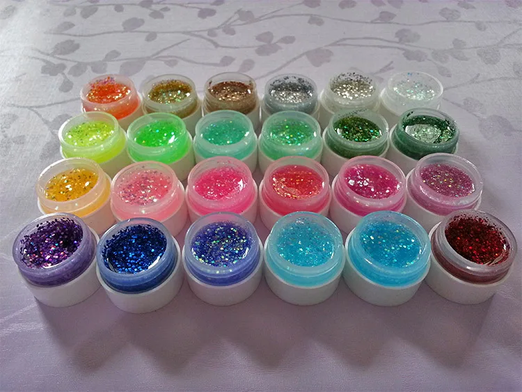 24 горшка флуоресцентный Блестящий цветной УФ-гель для ногтей модный Гель-лак