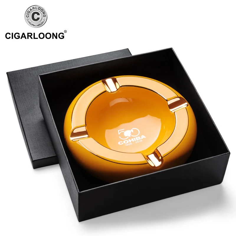 COHIBA 4 пепельницы в 1 дизайн бытовой Роскошные керамическая пепельница для сигар Портативный дома сигареты пепельница уличная пепельница CLG-0094