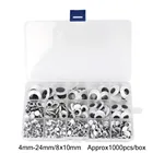 Самоклеящиеся глаза смешанного размера 4-24 мм, 1000 шт., для игрушек, кукол, очки для рукоделия, товары для рукоделия