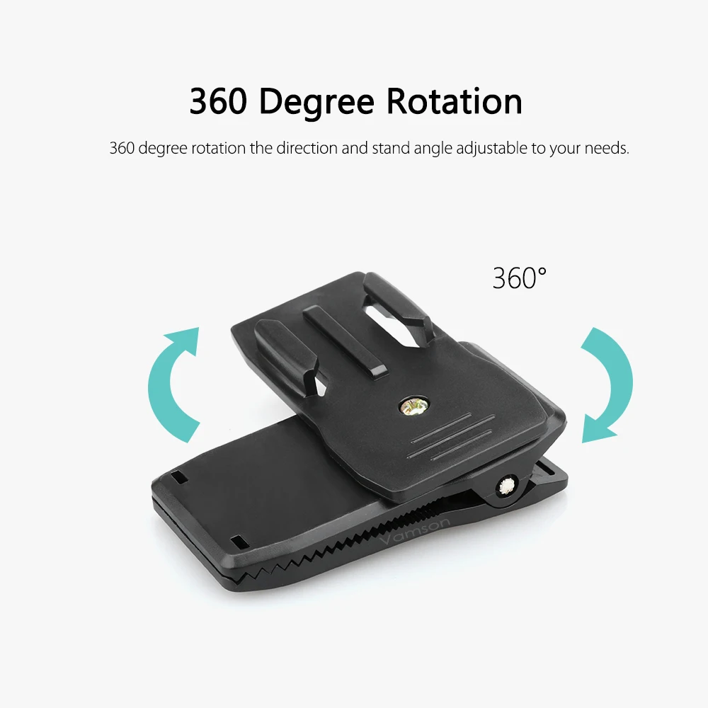 Vamson для GoPro Hero 7 6 5 4 3+ вращающийся на 360 градусов рюкзак с зажимом для быстрого крепления для Xiaomi для yi для SJCAM для SJ4000 VP513