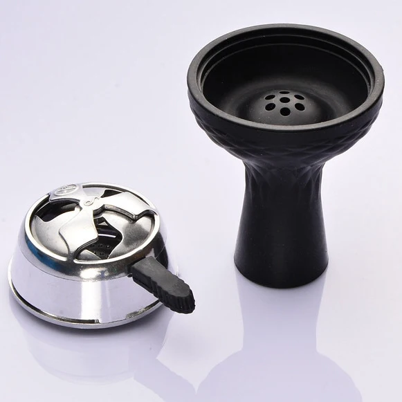 black set Силиконовый кальян чаша с несколькими отверстиями для кальяна Sheesha Narguile Chicha чаши для кальяна угольная плита аксессуары - Цвет: black set