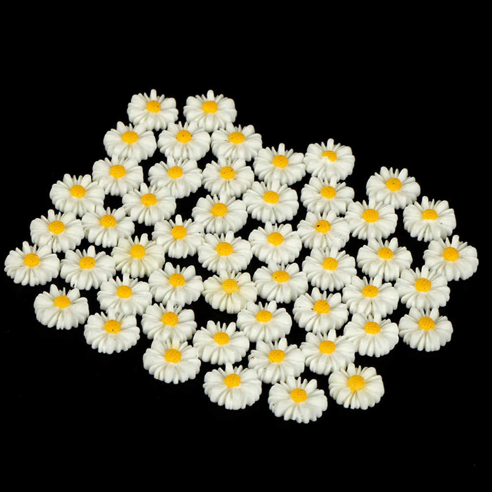 

Wholesale 50PCS/lot 13mm Resin Vintage Style Daisy Flower Flat Back Cameo Cabochon For Jewelry Making Earring Accessories