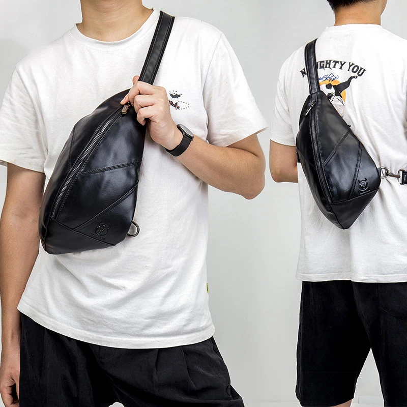 Genuine Leather Sling Chest Bag Women Handmade Crossbody Bag Vintage Unisex Messenger Hand BagPack Travel Triangle Shoulder Bag