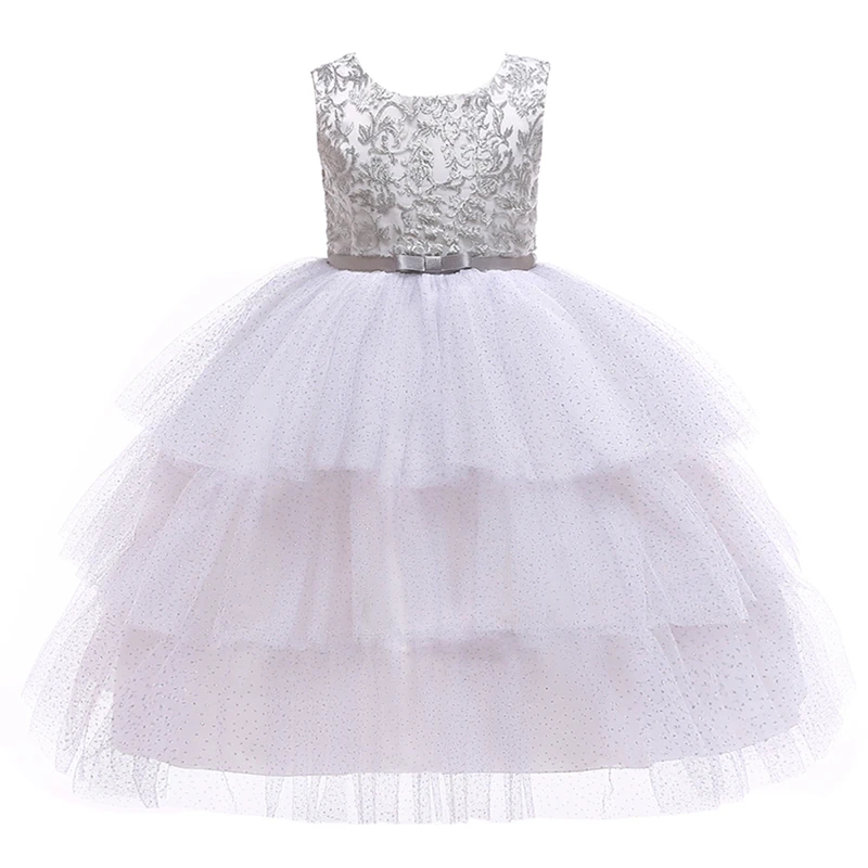 Embroidery Princess Dress Flower Girls Wedding Bridesmaid Dresses for Kids Tulle Cake Ball Gown Birthday Party Gress | Детская одежда и