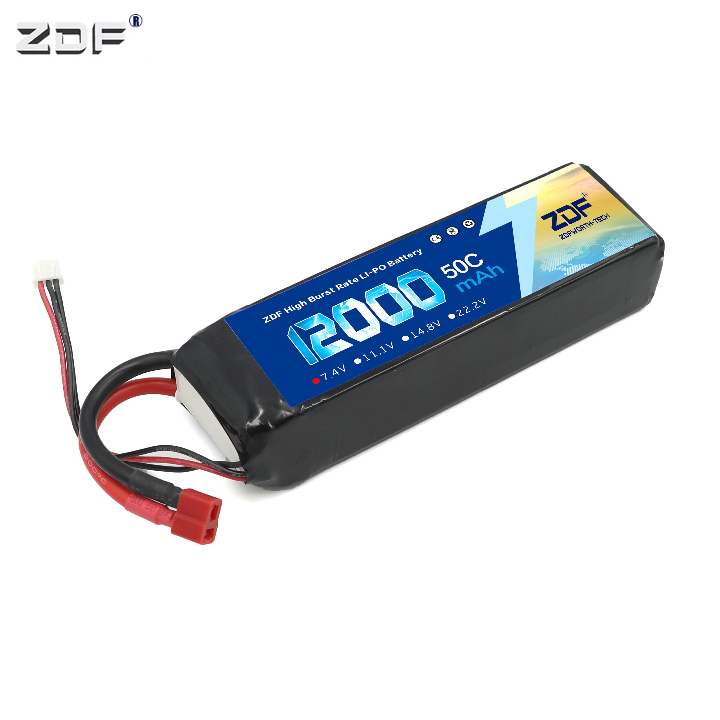 

ZDF High Burst Rate Lipo 2S Battery 7.4V 12000mAh 50C MAX 100C For RC AKKU FPV UAV Boat Racing Racer 1/8 1/10 Traxxas Car Truck
