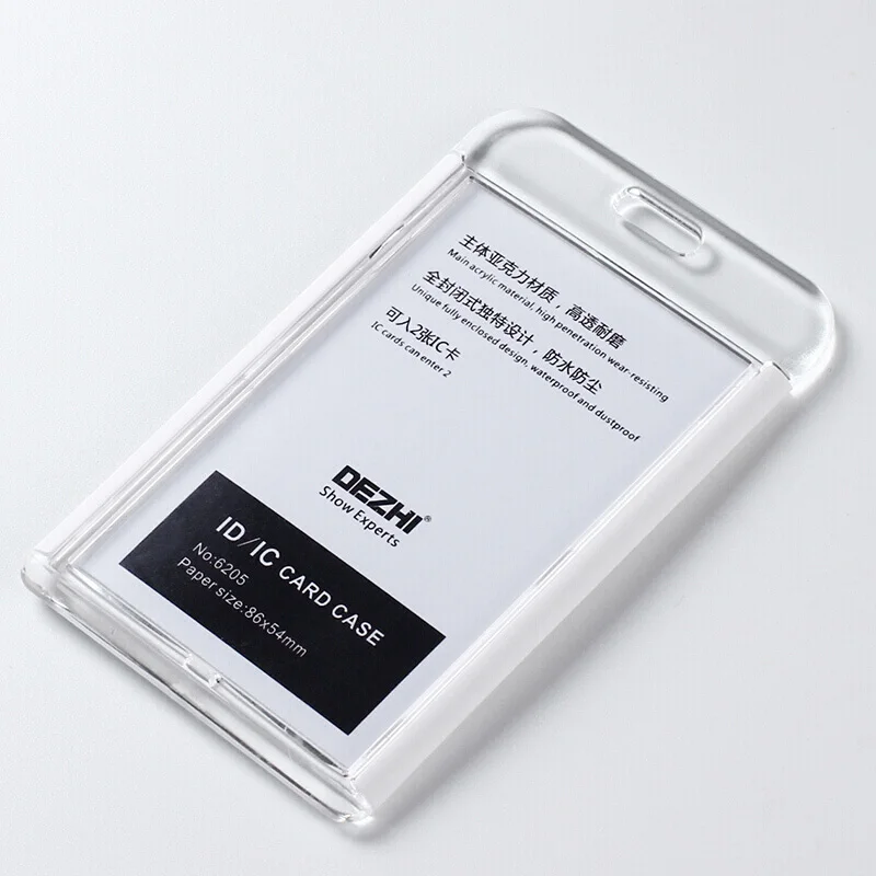 DEZHI-Модный Стильный Акриловый Прозрачный чехол для ID IC карты по самой низкой цене, Рабочая карта с ремешком, может изготовить логотип, OEM - Цвет: white NO rope