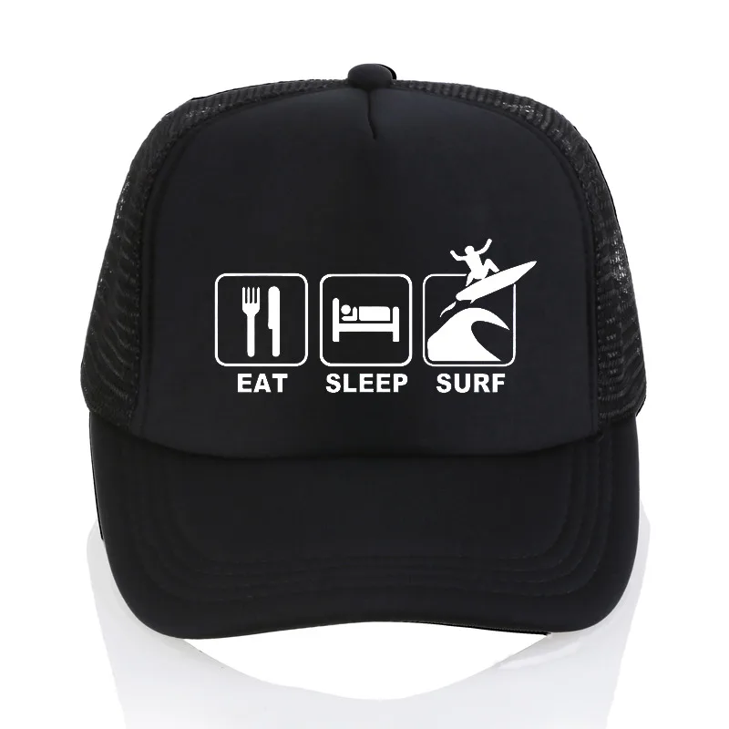 Eat Sleep Surf шляпа для активного отдыха, летняя шапка для серфинга, Солнцезащитная шапка для мужчин и женщин, модная сетчатая Кепка для водителя грузовика