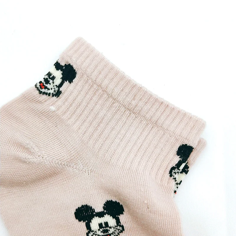 Socks for women New Mickey Head Print Candy Color Lady Cartoon Cotton Breathable Sweat Girls 1pair=2pcs | Женская одежда