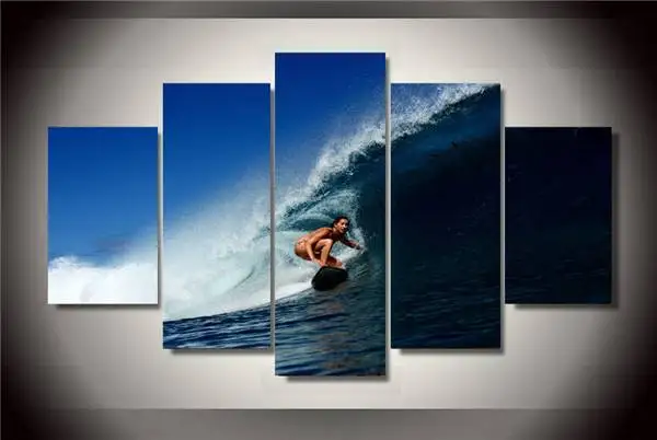Hd печать девушка серфинг живопись на холсте украшение комнаты плакат картина