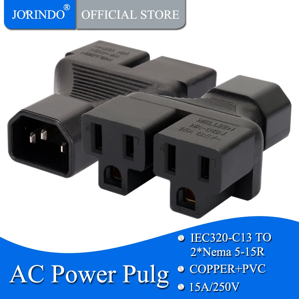 JORINDO БРП розетка по UPS IEC 3pin мужской C14 для 2X США ЖЕНСКИЙ Мощность разветвитель