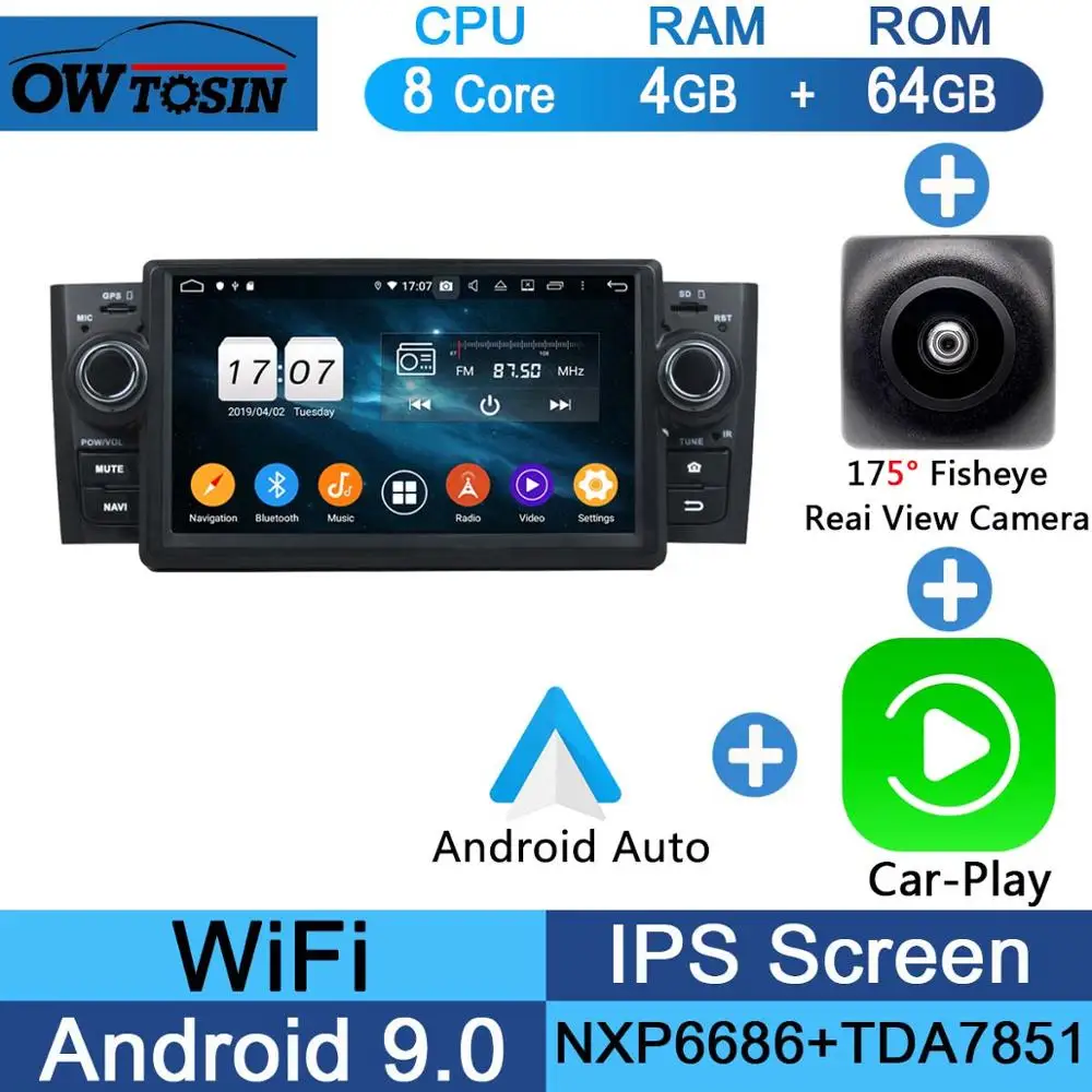 Fisheye Carplay n A " ips 8 Core 4G Оперативная память+ 64G Встроенная память Android 9,0 автомобиль dvd-радио GPS для Fiat Linea 2007 2008 2009 2000 2010 2011 2012 2013 DSP CarPlay - Цвет: Fisheye Carplay n A