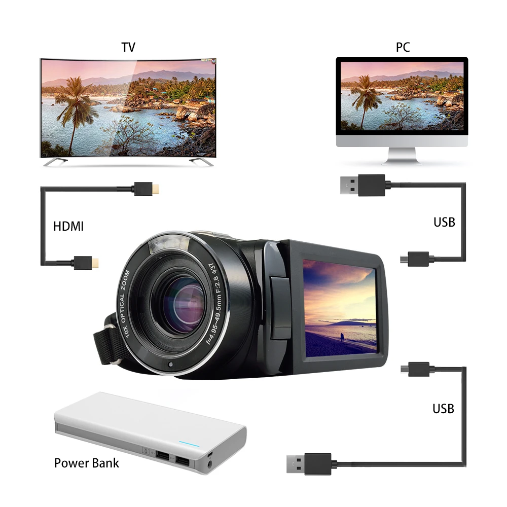 Ordro HDV Z80 Цифровая видеокамера HD 1080P 30FPS запись 10x оптический зум Камера с