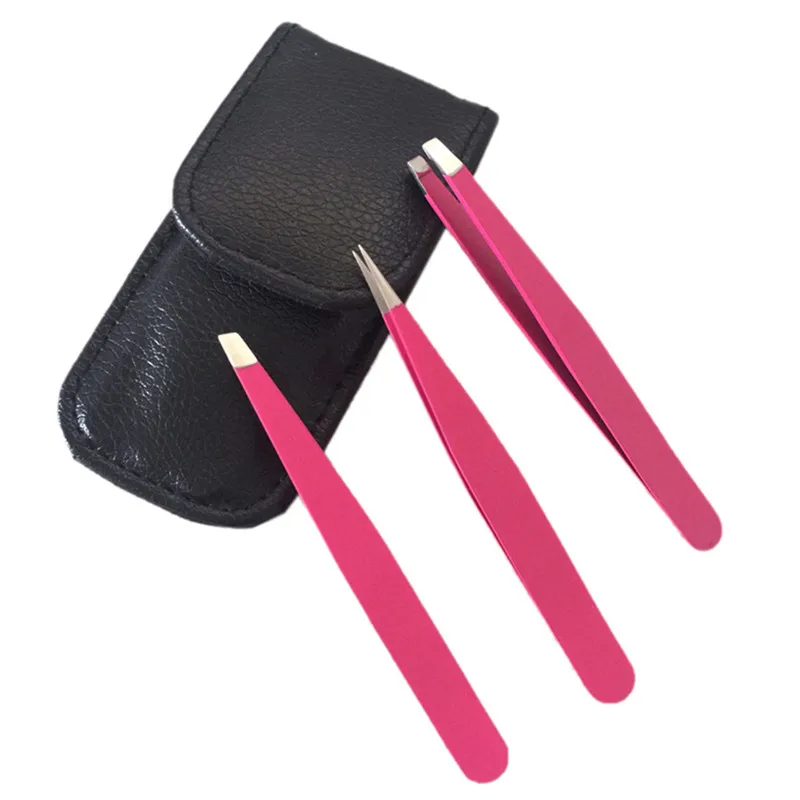 Новый комплект одежды из 3 вещей для Нержавеющая сталь пинцет бровей Наклонный