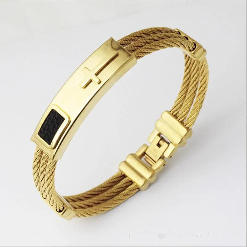 Мужской браслет 3 ряда Проволочная цепь из нержавеющей стали мужские