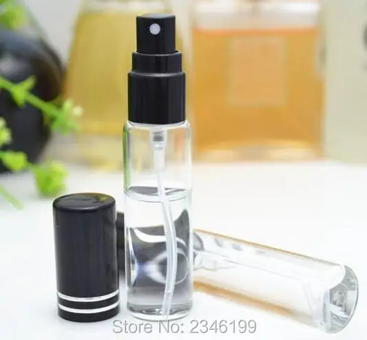 

10ML Empty Glass Spray Bottle 10CC Perfume Tube, Glass Atomizer Bottle With Black Cap, Cosmetic Spray Vial, 50pcs/lot