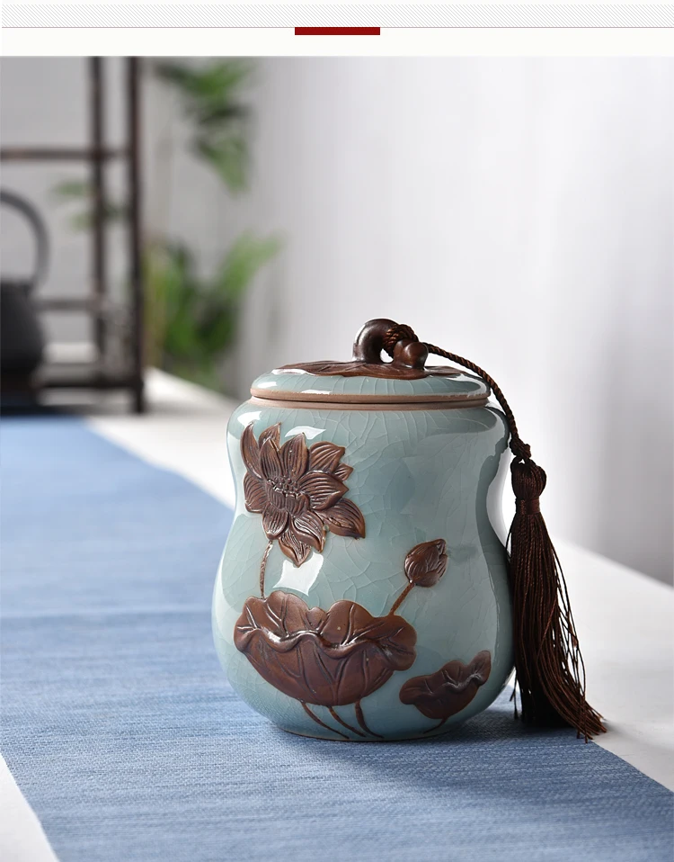 Керамическая чайная канистра, чайная банка, керамическая чайная посуда, герметичная банка для хранения Celadon, китайский стиль, 10 стилей на выбор, фарфоровые коробочки