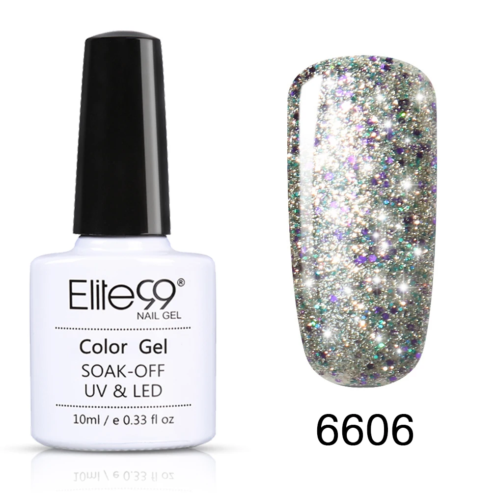 6606 Elite99 10 мл Звездный Гель-лак для ногтей Супер Bling Soak Off UV лампа Гель-лак Блеск Гель-лак маникюр лак для ногтей - Цвет: 6606
